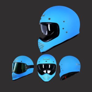 019 Wholesale Retro Fiberglass Full Face Helmet | Unique Ventilated Cut-out Design | 1300g Lightweight | OEM Factory