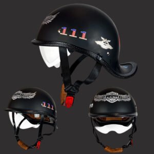 006 Wholesale DOT Certified Half Helmet | ABS Retro Harley Style with Hidden Visor | OEM Factory